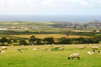 View over Tintagel from lane to Trelane