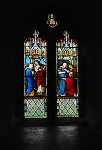 Stained glass in St Materiana Church
