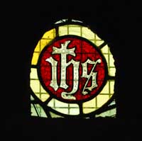 Stained glass in St Materiana Church